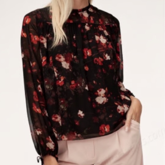 Wilfred Lourdes Floral Blouse - Red and Navy - Picture 1 of 16